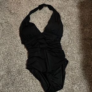 Victoria’s Secret Black Halter One-Piece Swimsuit